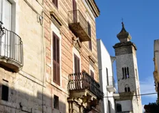 La torre campanaria della Chiesa di S. Maria della Colonna e S. Nicola fa capolino tra le strade di Rutigliano.